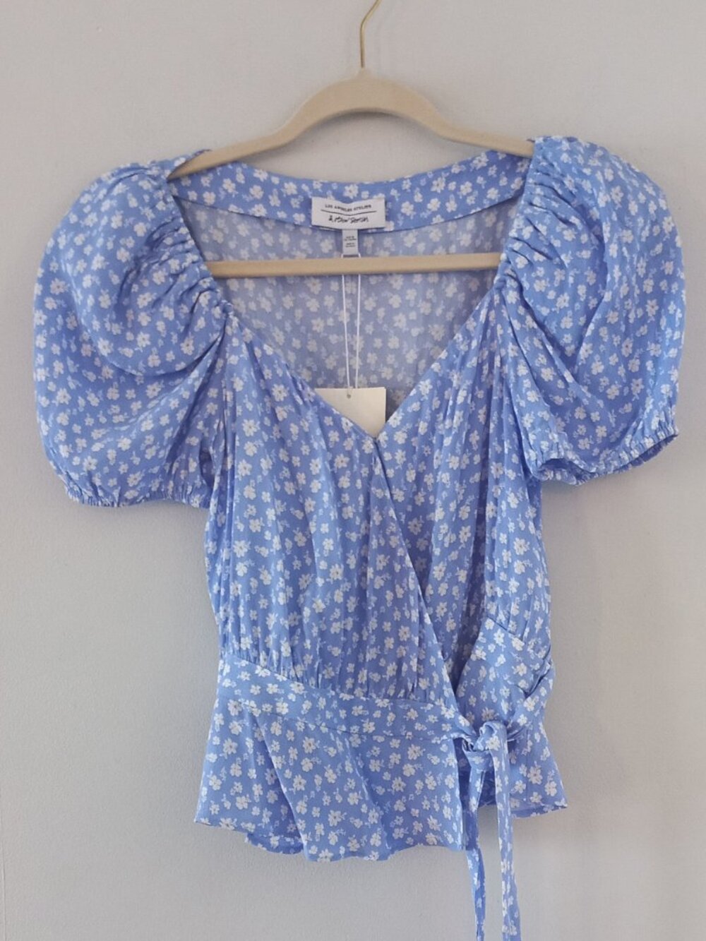 &OTHER STORIES crossover blouse with peplum and puff sleeves